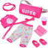 18 inch 7-Piece Set American Doll Gymnastics Doll Yoga Outfit , Pink Pony Design with Accessories, Sports Bag