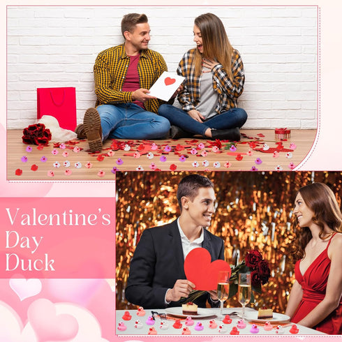 25 1.57 Inch Junkin Pcs Valentine Mini Rubber Ducks Small Rubber Ducks in Bulk Festive Duckies Heart for Birthday Party