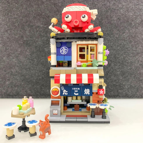 Japanese Street View Building Kits, 722 PCS Modular House Building Set, Mini DIY Model Set for Adults and Teens.