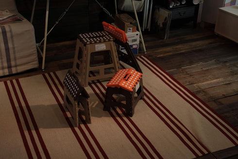 AZUMAYA Folding Step Stool, 15.4" Height, Brown and Orange, Model FKF-622OR