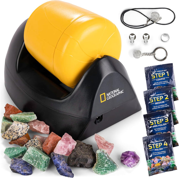 NATIONAL GEOGRAPHIC Starter Rock Tumbler Kit - Complete Durable Leak-Proof Rock Polisher for Kids - Geology Hobby