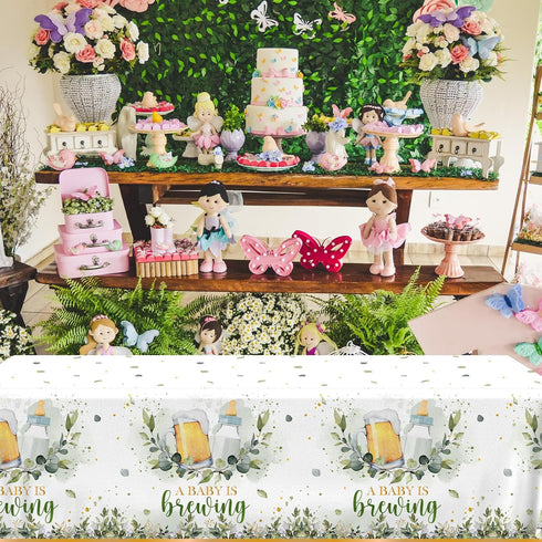 Gupesxu Decorations-3pcs Baby Brewing Shower A Baby is Brewing Tablecloth, Beer Feeding Bottle Baby Shower Table Covers