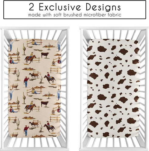 2-Piece Set Country, Sweet Jojo Designs Baby Crib Sheets (Western Cowboy) for Boys, Infant Nursery, Toddler Room