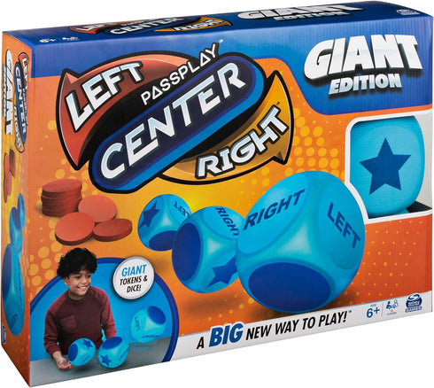 Giant Left Center Right, Classic Family Board Game with Big Oversized Dice & Tokens for Kids and Adults Ages 6+
