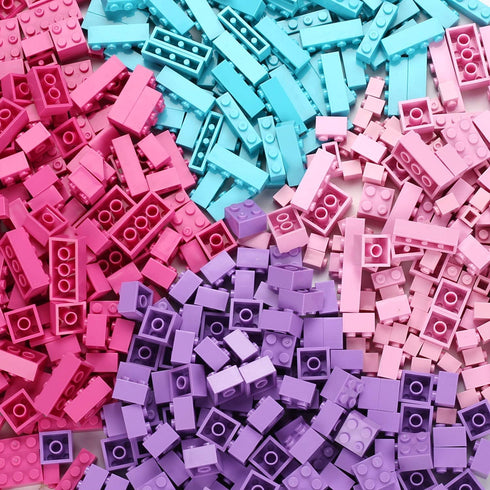 Classic Colors Building Bricks Set, 1000PCS Compatible with All Major Brands, Birthday Gift for Kids (Pink-Purple)