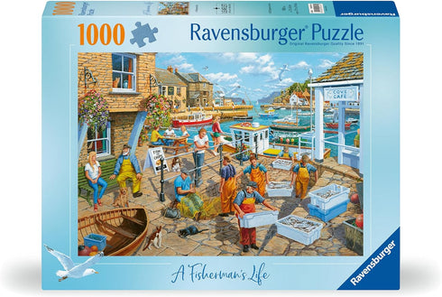 1000 Ravensburger - Fisherman's Life - Piece Jigsaw Puzzle - Stunning, Vivid Colors - Inspired Fishing Pier Scene