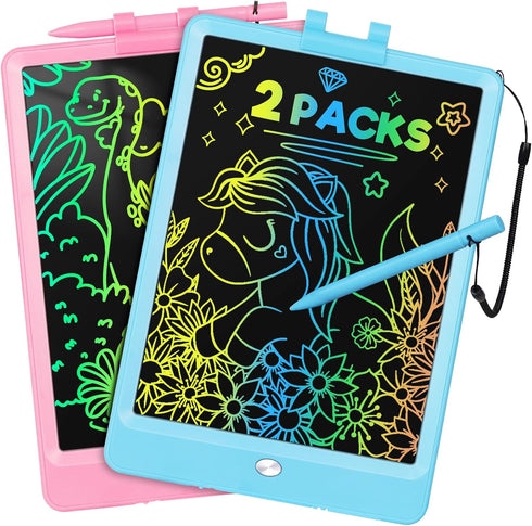 Drawing Tablet, 2 Pack LCD Writing Tablet for Kids, Colorful Erasable Electronic Doodle Board, Educational Toy for 3+