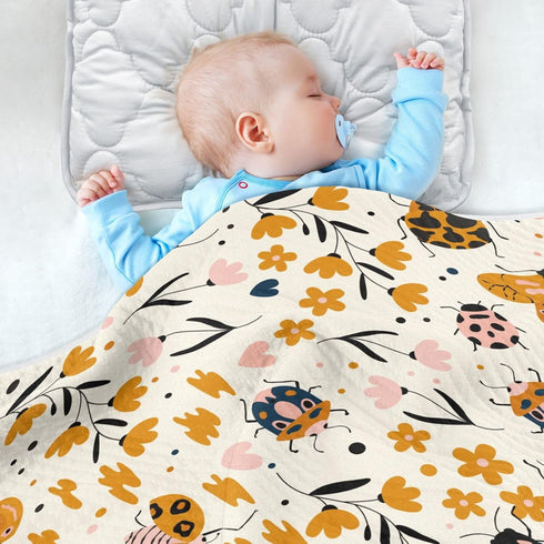 KICPOAY Insects Bugs Beetles Cute Baby Swaddle Blanket for Boys Girls, Butterfly Ladybug Maple Leaves Muslin Baby