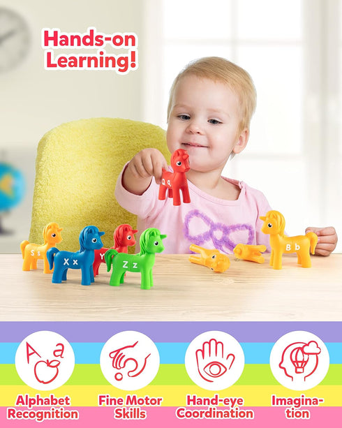 Coogam Unicorn Uppercase & Lowercase Letters Matching Game, 13pcs Double-Sided ABC Letter Toys for Toddlers