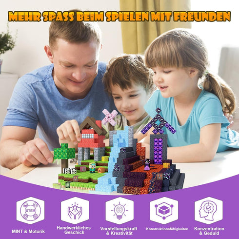 JOMBY 208 Set, 3+ PCS Magnetic Blocks, Magnetic Building Blocks Cubes - Forest & Volcano Adventure STEM Sensory
