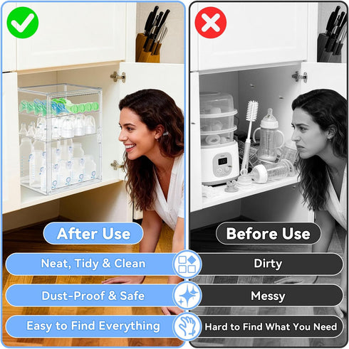 Countertop, Baby Bottle Storage Organizer for Large Clear Bottle Organizer, Baby Bottle Storage Organizer for Bottles
