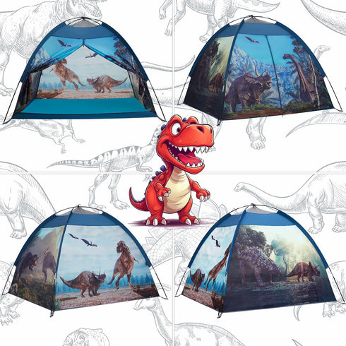 Dinosaur Kids Play Tent: 61”x61”x45” Realistic Indoor & Outdoor Pop Up Play House for Boys & Girls Age 3-12