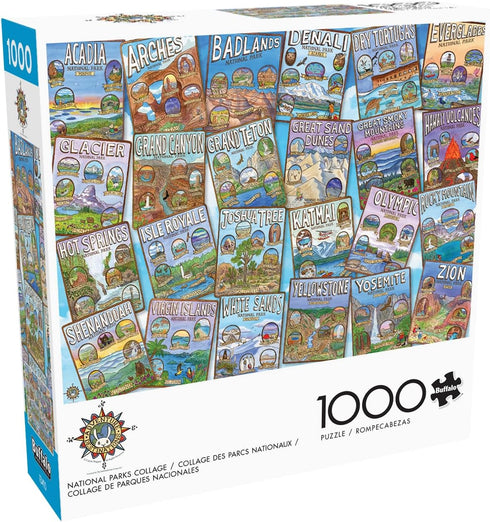 Buffalo Games - Carrie Wagner - National Parks Collage - 1000 Piece Jigsaw Puzzle for Adults, Perfect for Game Nights