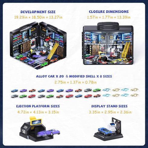 MEWOCHEE 3 4 5 6 20 1:64 3 4 5 6 Car Toys Gifts for Year Old Boys, Suitcase Auto Repair Toys Include PCS Die-Cast