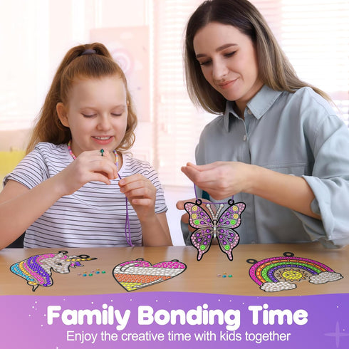 5PCS 4 5 6 7 8 9 ZIZZ Diamond Painting Suncatcher Kits for Kids: Easter Basket Stuffers for Kids, Birthday Gifts