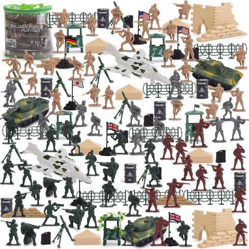 250PCS Army Men Military Set, 3 Otters Action Figures and Accessories, World War II Army Men Toys for Boys