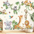 decalmile Safari Animals Tree Branch Wall Stickers Jungle Animals Giraffe Elephant Leopard
