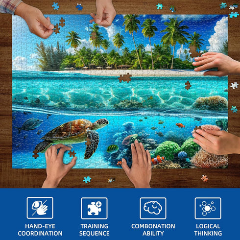1000 1000 Sutinban Sea Turtle Piece Puzzle for Adults, Coolest Adult Puzzle Pieces, Wave Spirit Hawaii Ocean Jigsaw