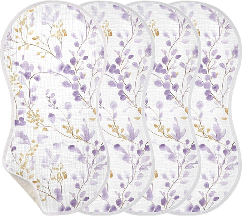 Set 1, Watercolor Wildflower Muslin Baby Burp Cloths of Super Soft & Absorbent Burping Rags, Cotton Burp Clothes Shower