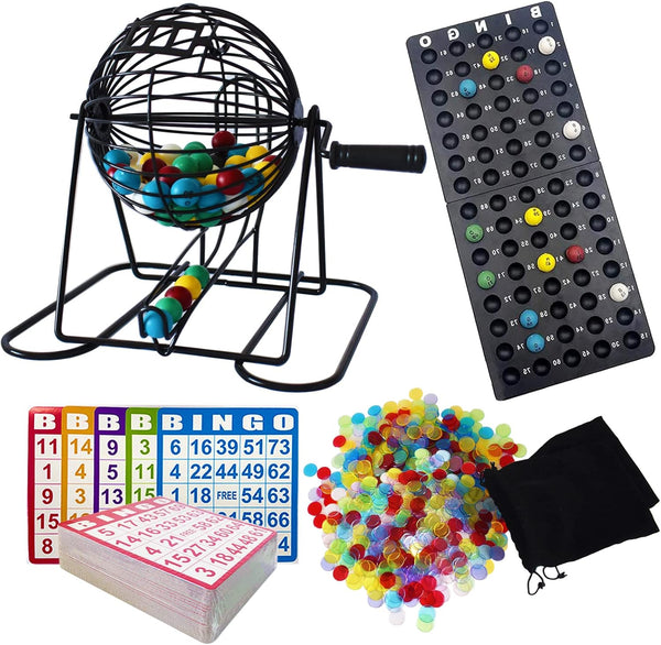 Yuanhe Deluxe Bingo Game Set - Metal Round Cage, 75 Colored Bingo