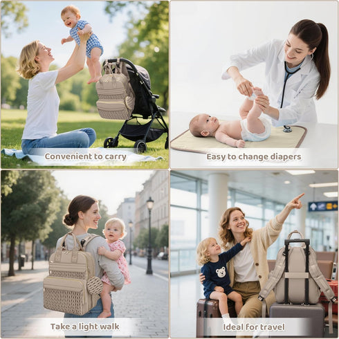 Backpack, CandyHome Diaper Bag Waterproof Stylish Baby Bag with Changing Pad, Large Capacity Travel Essentials Baby