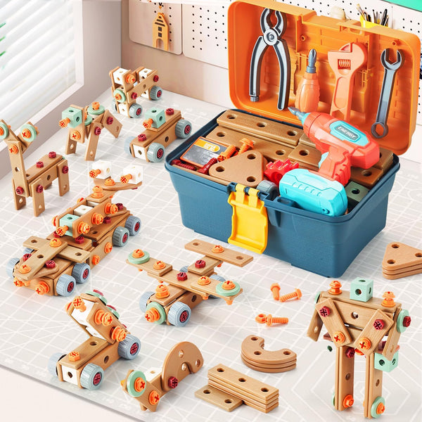 VEAIS Kids Tool Set with Drill, 148 PCS STEM Building Tools with