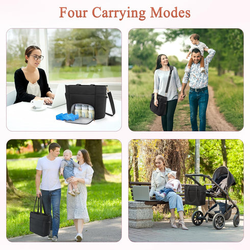 Adworte Pack 16 Wearable Breast Pump Bag for Working Mom, Breastmilk Cooler Tote Bag with Insulated Compartment, Breast