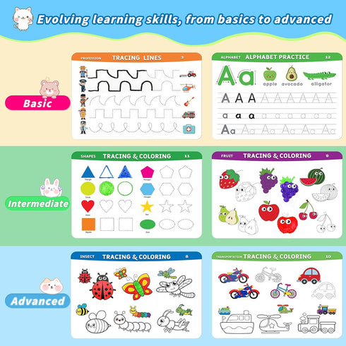 3-5 Preschool Learning Activities Educational Workbook: Preschool Handwriting Tracing Books | Autism Learning Materials