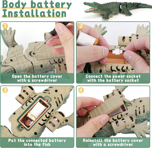 Swimming 6+ GearRoot Remote Control Crocodile High Simulation RC Crocodile Boat Toys for Pool Lakes Bathroom, Great