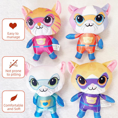 YXCTZKVX Set 4 Set Children(8Inch) Super Cat Plush Toy of Soft Stuffed Animals Sparks, Buddy, Ginny, Bitsy Adorable