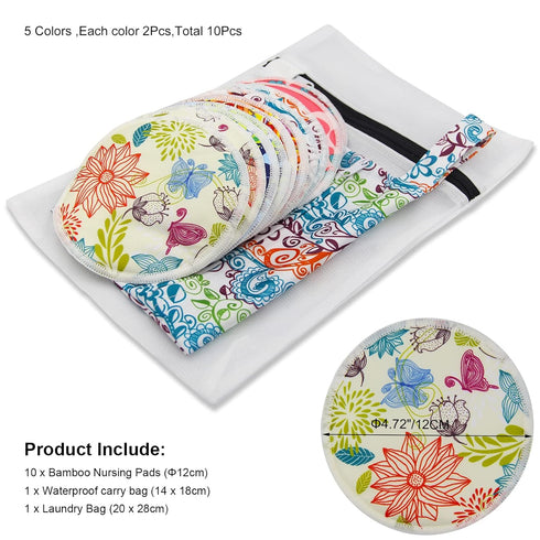 '-10 4.7") PINOWU Nursing Pads Washable Pads + Wet Bag + Wash Bag, Breastfeeding Nipple Pads (Large