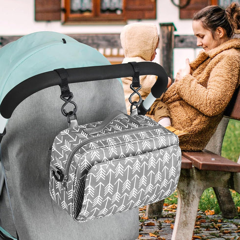 Accmor Stroller Organizer, Universal with Insulated Cup Holder, Large Capacity Stroller Bag Caddy for Uppababy, Doona
