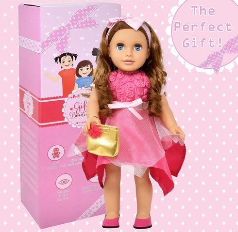 Gift Boutique 18 Inch Girl Doll - Fashion Doll with Fine Hair, Pink Shoes, Accessories for Girls