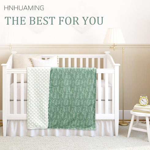 30 40 Inch Green Sage Baby Blankets, Sage Toddler Blanket for Boys Girls, Dotted Backing, Double Layer, Crib Receiving
