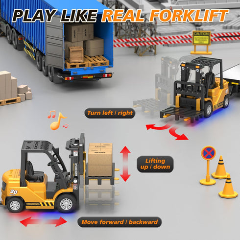 1/64 3 1 10CH RC Forklift Toy, in Mini Forklift Remote Control & App Remote Control Forklift with Trailer & Fork