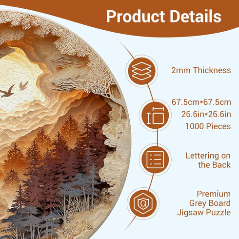 1000 3D Piece Puzzle for Adults - Cave Forest Jigsaw Puzzles Paper-Cutting Art - Brain Teaser Adult Puzzles -Impossible