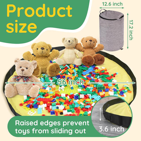 13"W x16.5"H Toy Storage Organizer for Playroom, Foldable Bin with Play Mat & Zipper - Large Capacity Organizer