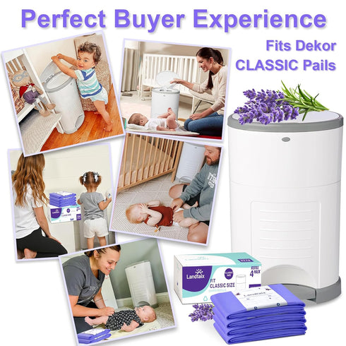 Refills|4 Pack 2772 40% 30% Refills Only Compatible with Dekor Classic Diaper Pail for Diapers(Extra Lengths)Diaper