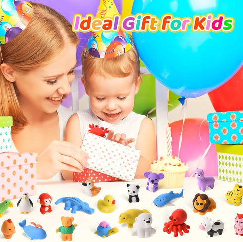 Kaemi 64Pcs Animal Erasers for Kids, 3D Puzzle Erasers, Bulk Pets Toys for Party Favors and Games