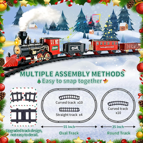 Sets Set 4 5 6 7 8 AuroTops Christmas Train for Around The Tree,Kids Train Steam Trains for Boys Girls,Sounds & Lights