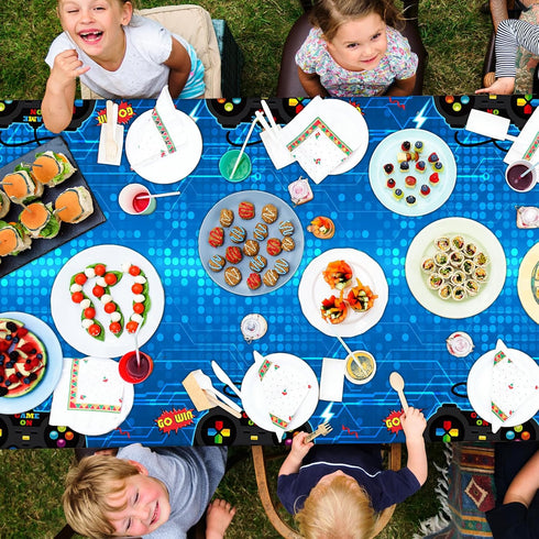 gisgfim 3pcs Video Game Party Tablecloths 106x54 Inch, Gaming Party Plastic Covers for Kids Birthday Supplies