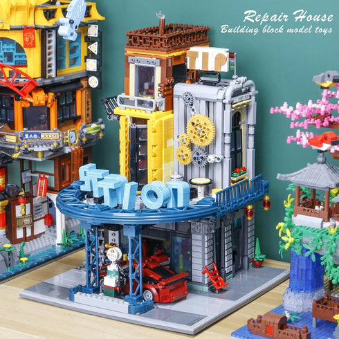 1859PCS City Serving Station Mini Building Blocks, Creative Street View Architecture Sets for 14+ Boys, Girls, or Adults