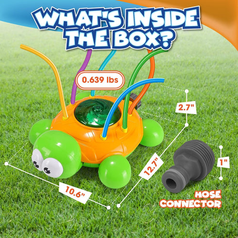 Chuchik Water Sprinkler for Kids - Backyard Spinning Turtle Toy, Summer Splashing Fun, Attaches to Garden Hose