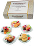 Miniature Dessert Plate Set 5 Assorted Handmade Clay Treats with Pancakes Waffles Ice Cream on 1-Inch Ceramic Plates