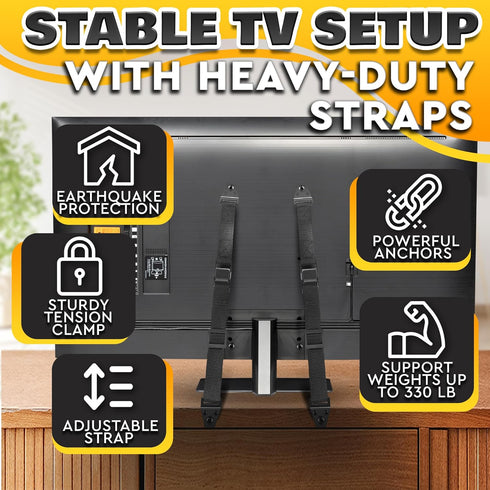 Setup 330 lbs, 19"-39" TV Safety Straps for Furniture Anchoring - Anti-Tip TV Straps Safety for Flat Screen, Easy