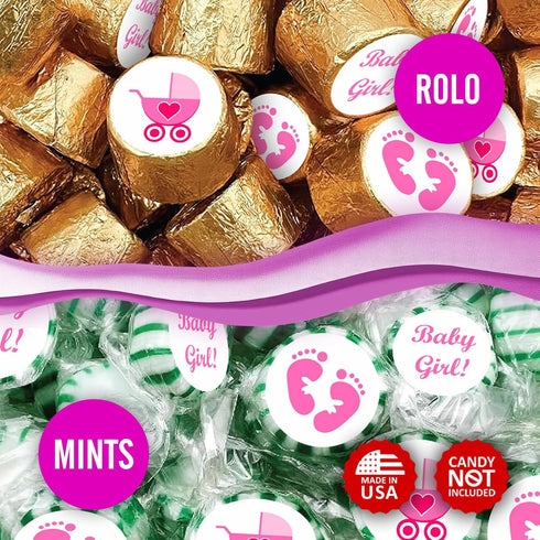324 Pink Its a Girl Baby Shower Favors Stickers for Baby Shower or Baby Sprinkle Party Decorations, Made in USA
