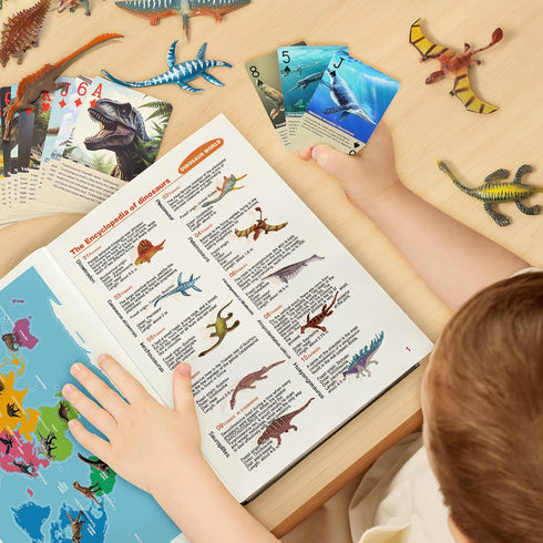 50 3 4 5 6 7 8 12 BIWASE Dinosaur Toys Book with PCS Different Dinosaurs Figures & Pokers,Interactive Perfect for Kids