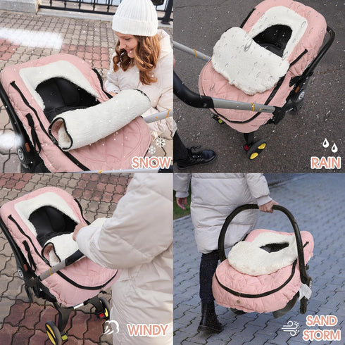 ACRABROS Car Seat Cover Baby, Winter Infant Carseat Canopy with Zipper Peeping Window, Waterproof Universal Fitted