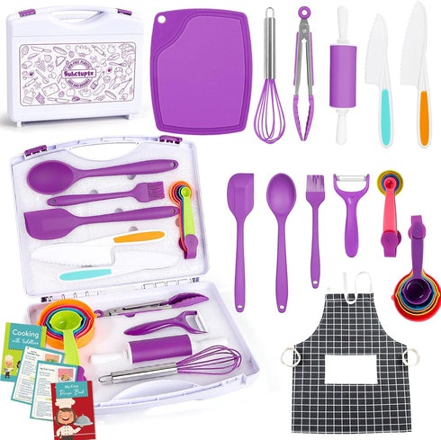 Kids Cooking Sets Real, Kids Cooking and Baking Set with Storage Case