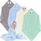 Preboun 4 Pcs Baby Bath Towel Coral Fleece Baby Hooded Towel Absorbent